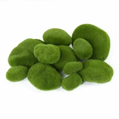10 Stück Künstliche Moossteine - Gefälschte Grüne Pflanzenkugeln für Haus & Garten Deko