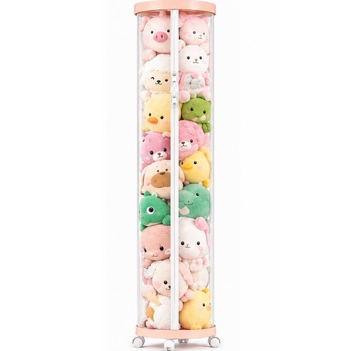 Upgraded Stuffed Animal Storage Tube,Tall (150cm) Plush Organizer with 4 Whee...