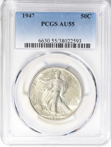 1947 WALKING LIBERTY HALF DOLLAR PCGS AU-55