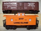 K Line LIRR 1117 caboose & Lionel 9711 & 9783 boxcas — photo 2