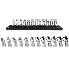 12-Piece 1/4-Inch Drive Metric Flex Socket Set - 6 Point Sockets Constructed ...