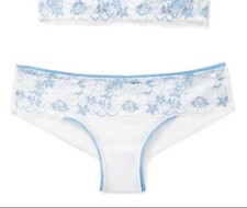 Adore Me Pacchi Contour Cheeky Panties XS White Blue Floral Lace Mesh