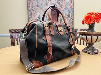 HOLLAND BROS. Leather /Canvas Gladstone Doctor Bag / Weekender / Safari -US Made