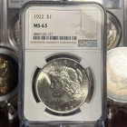 1922-P Peace Silver Dollar Certified NGC MS63