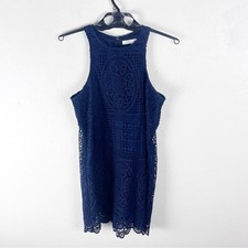 LOVERS  FRIENDS Navy Caspian Lace Sleeveless Back Zipper Shift Dress Medium