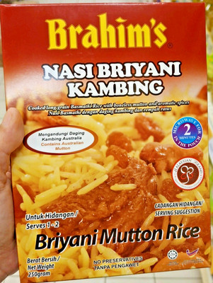 8 x Brahim's Instant Mutton Briyani Rice 250g -Malaysia Cuisine/2 Min Heat/Halal