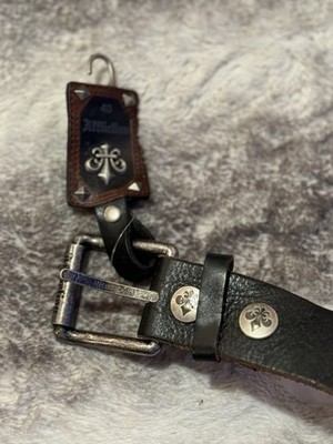 RARE Vintage BLACK STUDDED LEATHER AFFLICTION Gothic BELT y2k Size