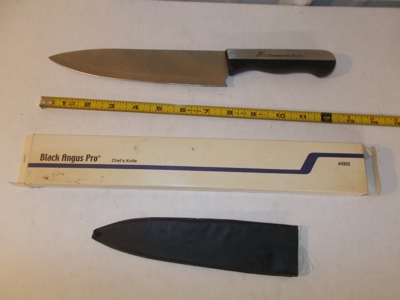 Vintage BLACK ANGUS PRO CHEF'S KNIFE #4905 COMMUNITY BANK ADVERTISING NEW