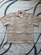 Maximos Mens 2XL USA Guayabera Shirt Yucatan Button Mexico Cuban Panama Pockets