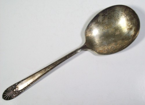 Crown Silver Plate Salad Serving Fork & Spoon Set Radiance Pattern Vintage 1939 - Picture 10 of 14
