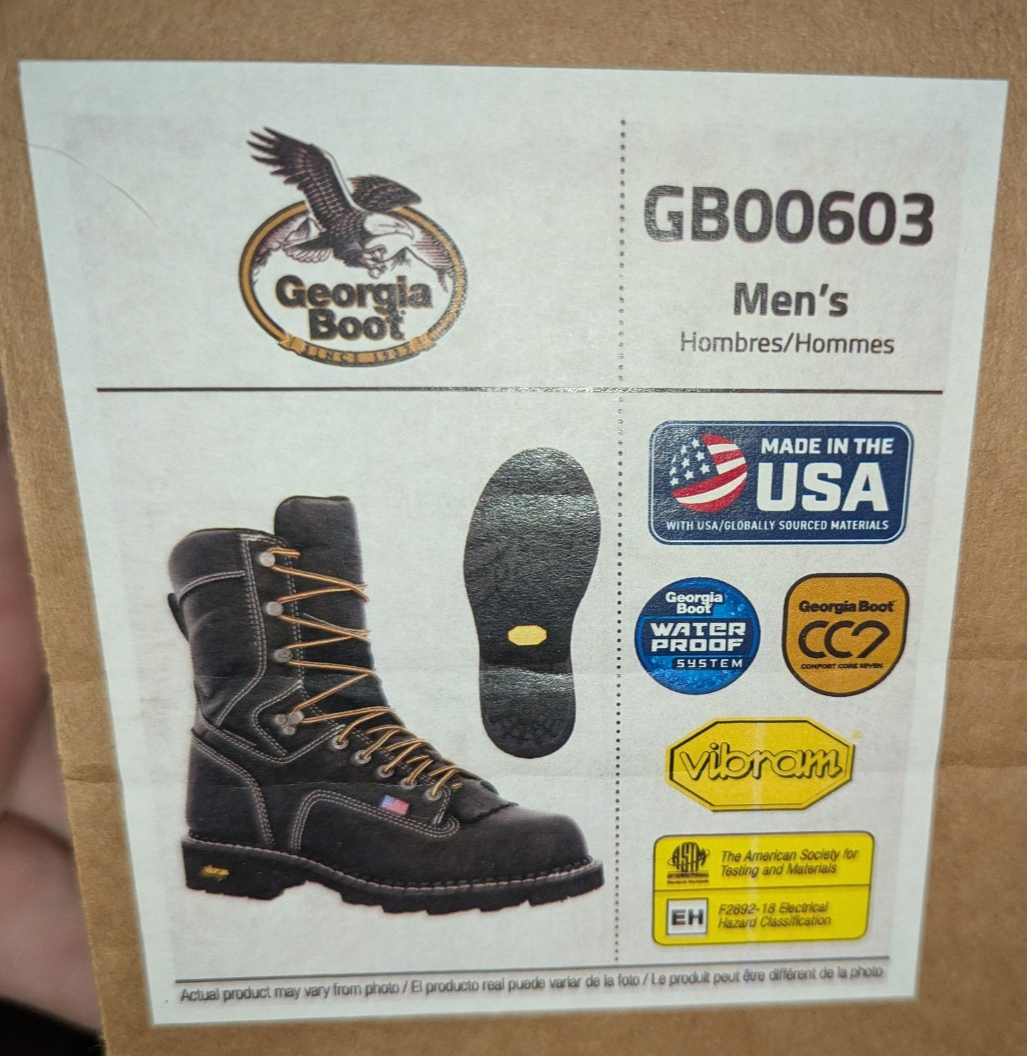 Brand New GEORGIA BOOT Made In USA Vibram 11.5R Low Heel Logger