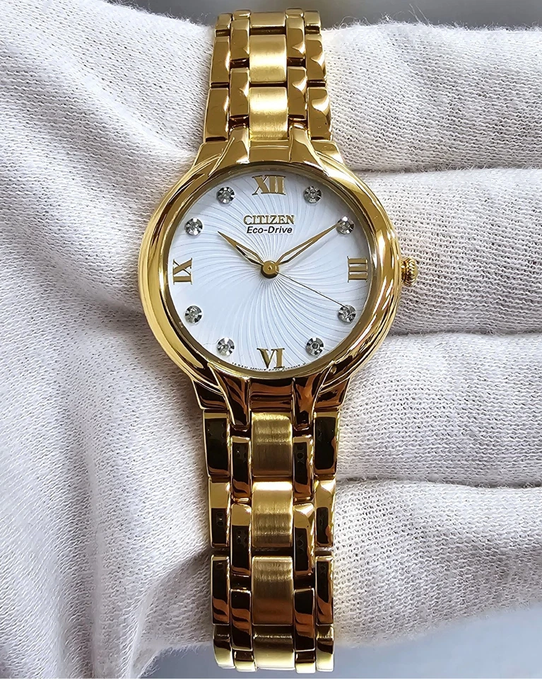 CITIZEN Elektra Eco-Drive 29mm White Dial 8 Diamond Women's Watch EM0132-59A