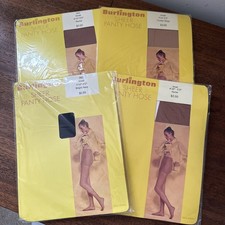 4 Pairs Vintage Burlington Nylon Pantyhose Made In USA NIP Size Small Prop Gift