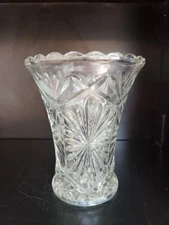 Anchor Hocking EAP Clear Glass Vase w/Star Of David Pattern
