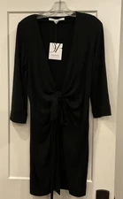 Diane Von Furstenberg DVF Black NWT Julian Two Mini Stretchy Wrap Dress Size 10