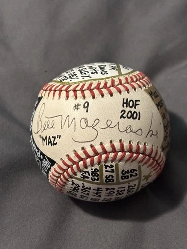 Bill Mazeroski Stat Painted Autographed Signed  Baseball JSA HOF