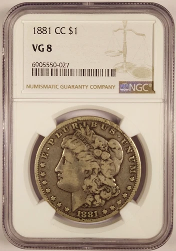 Rare 1881-CC Morgan Silver Dollar NGC VG 8