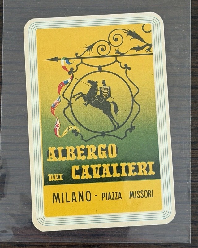Vintage Italian Travel Label - RARE - Albergo Die Cavalieri (Milano)
