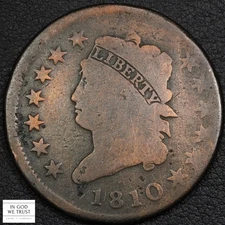 1810 Classic Head Copper Large Cent 1C - Cleaned