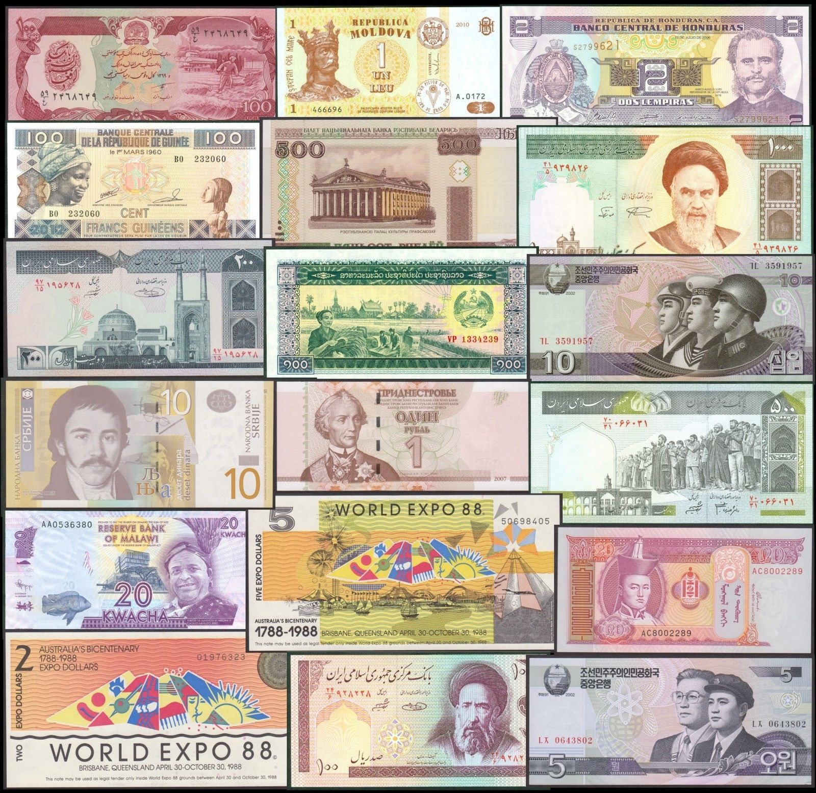 MUNDO: LOTE 100 BILLETES DE PAISES DEL MUNDO. EUROPA, ASIA, AMERICA¡¡ +REGALO.