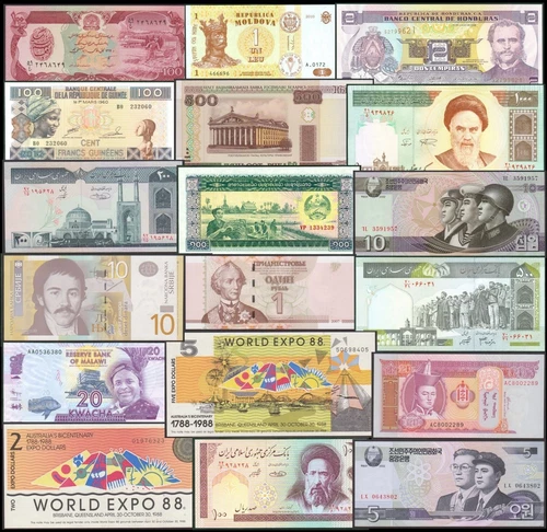 WORLD: LOT OF 100 WORLD COUNTRY BANKNOTES. EUROPE, ASIA, AMERICA +GIFT.