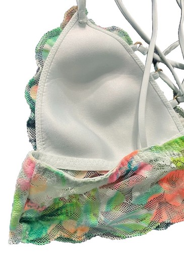 Victoria’s Secret PINK Lace Bralette Women’s S Tropical Floral Lined Triangle - Picture 5 of 10
