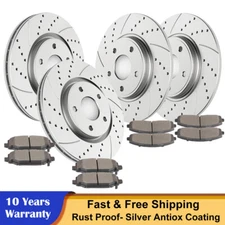 Front Rear Drilled Rotors Brake Pads Fit Town Country Grand Caravan Dual Piston
