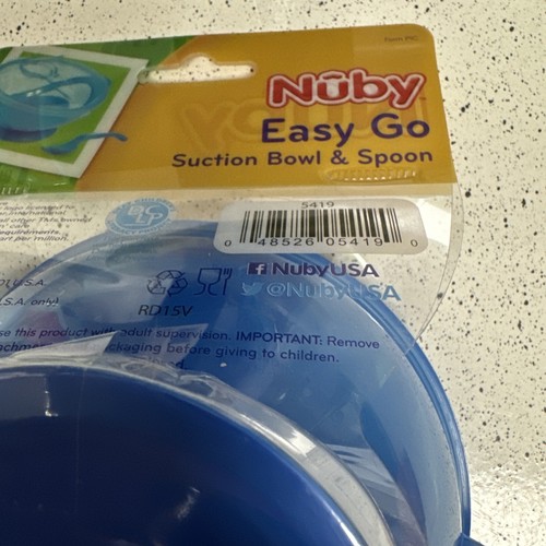 Nuby Bowl Lid Spoon Easy Go Feeding Kit 6+ mo BPA Free Pink Blue Gr New - Picture 9 of 17