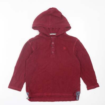 Debenhams Jungen Hoodie rot Baumwollmischung Größe 6-7 Jahre geknöpft