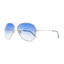 Aviator Glasses Blue Lens Silver Frames