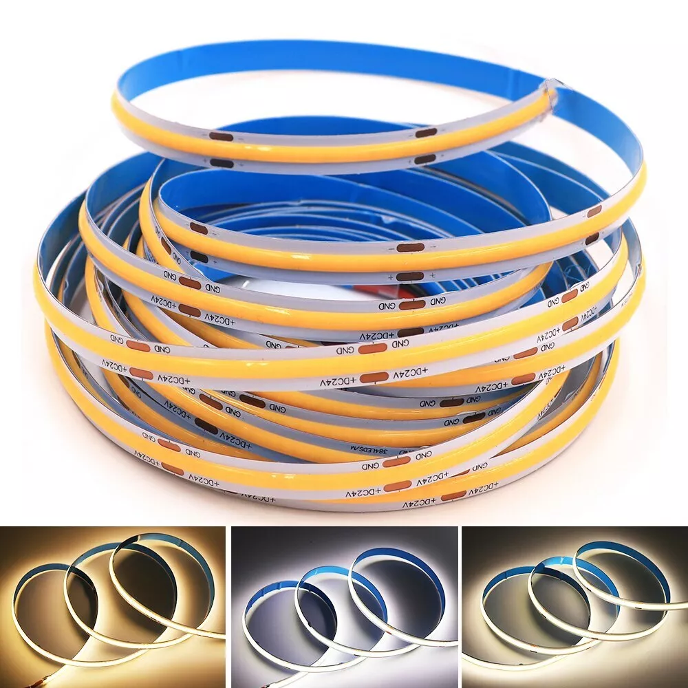 DC 12 24V Flexible 320 528 COB LED Strip Light Flexible 5M Tape