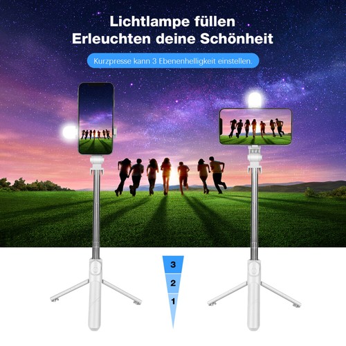 Bluetooth Selfie Stick Stativ für Smartphone iPhone 13 12 11 Pro Max, Samsung DE - Zdjęcie 34 z 83