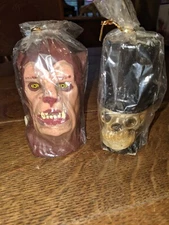 Vtg 90s Paper Magic Group Wolfman And Skeleton With Tophat Candles Halloween 