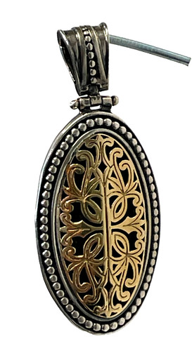 Gerochristo 5247 ~ Solid 18K Gold & Sterling Silver Byzantine Pendant