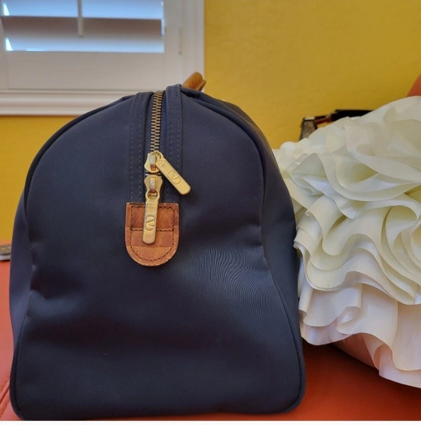 Autêntico Bolsa Valentino Garavani azul/marrom Boston Weekender. - Imagem 4 de 4