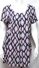 NWT Holding Horses Anthropologie PP Motif Tunic Top with Pockets Blue/ Pink Sz S