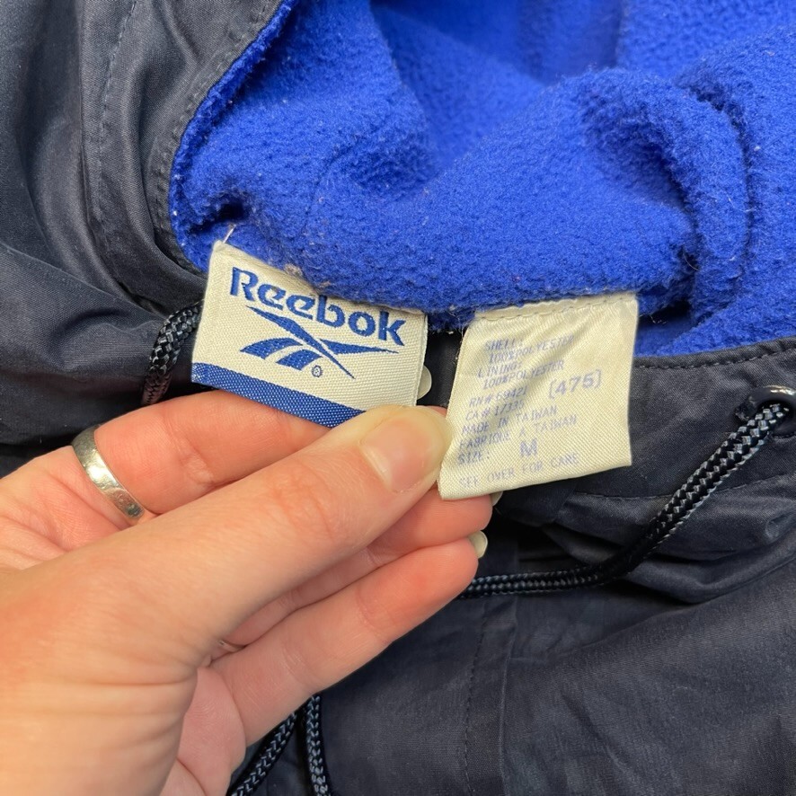 Reebok Rain Jacket Womens Y2K Fleece Lined Full-Zip Windbreaker, Navy, Medium image 10