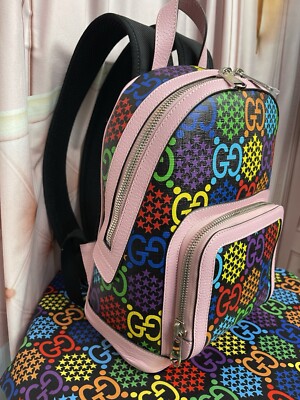 GUCCI New PINK Psychedelic GG Supreme Monogram Canvas Backpack Bag