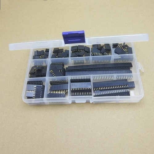 PCB Socket Connectors 155Pcs Plastic Hard Metal Single Row Pin Female Header Kit - Afbeelding 2 van 12