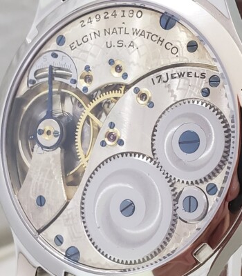 Elgin 12s Pocket Marriage Watch Conversion 44mm SS Wrist Watch 1922 Movement