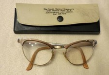 Vintage 1950 Women's Glasses Cat EYE Metal with Gold Filled nose bridge