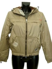 Giubbotto da donna ONYX Jeans 40 Beige Nylon Imbottito in Pile Cappuccio Sport
