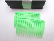 Vintage 1982 GOODY Neon-Brites Lime Green Side Hair Comb Set- 1980s Accessories