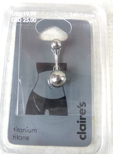 CLAIRE'S TITANIUM BELLY PIERCING JEWELRY  BELLY BUTTON RING (G131424-41  OFC-98)