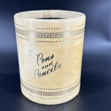 Vintage Pens and Pencils Caddy Holder Cup Office Desk Organizer Cream W/ Insert