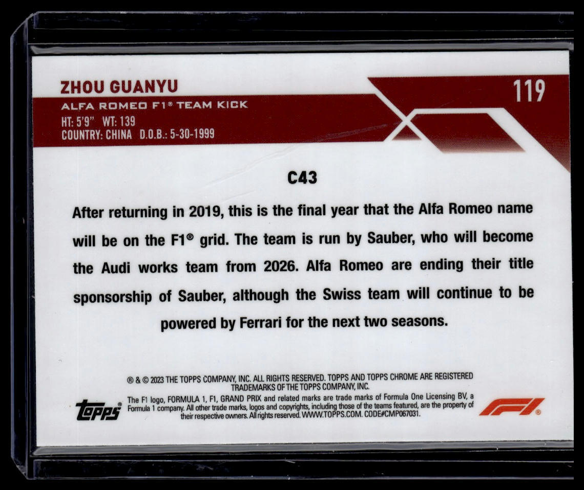 2023 Topps Chrome Formula 1 #119 Zhou Guanyu Mini Diamond
