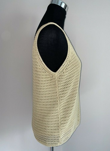 $225 NWT VINCE Scoop Neck Sleeveless Crochet Beige Tank sz L - Picture 8 of 11