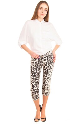 RRP  355 ERMANNO SCERVINO Capri Trousers Size 40 / XS-S Leopard Pattern