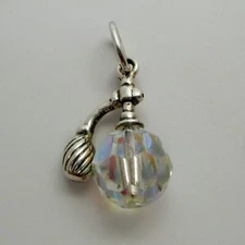 Sterling Silver PERFUME BOTTLE Charm for Bracelet PENDANT Atomizer VINTAGE Mint