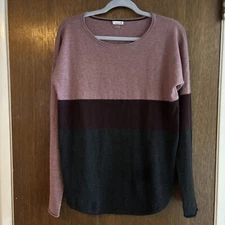 smartwool womens large color block merino wool blend crew neck pullover sweater